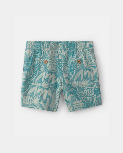 Toddler Boy Pineapple Linen Shorts - Blue