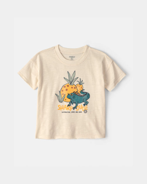 Toddler Boy 'Sharp Dude' Iguana Graphic Tee - Cream