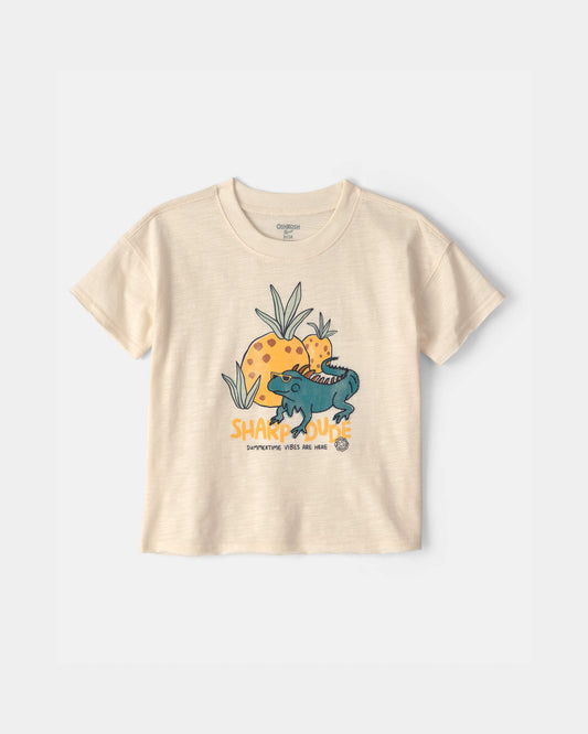 Toddler Boy 'Sharp Dude' Iguana Graphic Tee - Cream