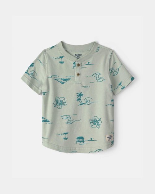 Toddler Boy Beach Henley Top - Green