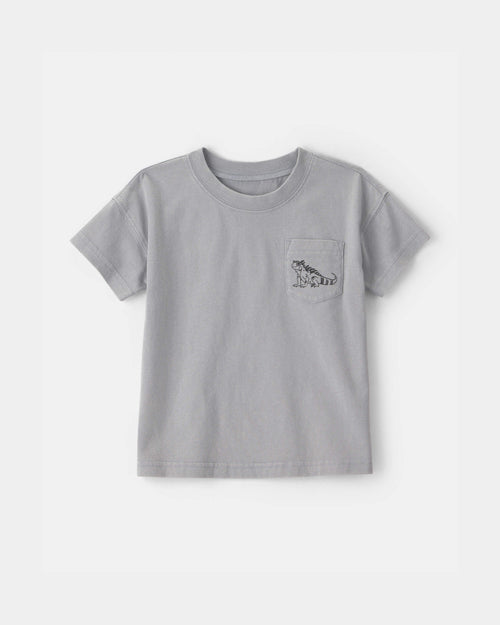 Toddler Boy Lizard Pocket Tee - Grey
