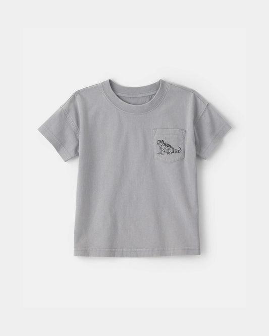 Toddler Boy Lizard Pocket Tee - Grey