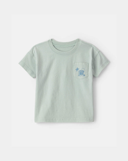 Toddler Boy Tropical Beach Pocket Tee - Mint Blue