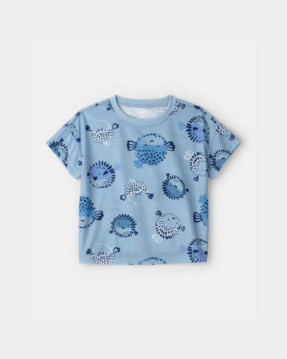 Toddler Boy 2-Piece Puffer Fish Short-Sleeve Pajama Set - Blue