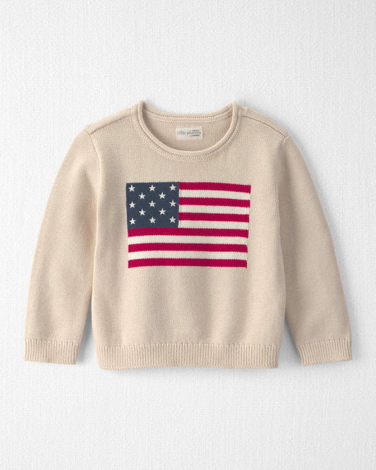 Toddler Organic Cotton American Flag Knit Sweater