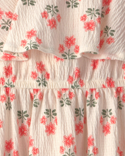 Toddler Girl Floral Ruffle Dress - Cream