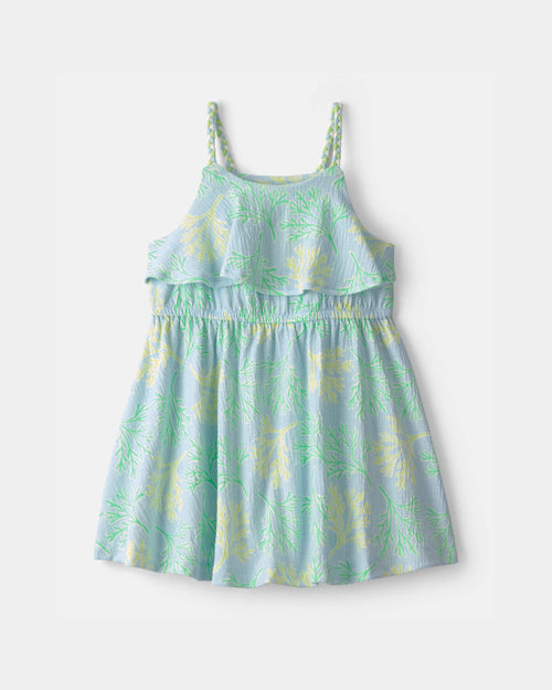 Toddler Girl Coral Reef Ruffle Dress - Blue/Green