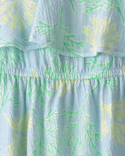 Toddler Girl Coral Reef Ruffle Dress - Blue/Green
