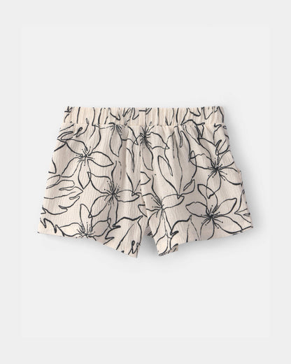 Toddler Girl Floral Crinkle Shorts - Black/Ivory