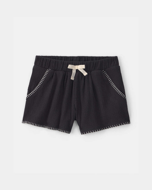 Toddler Girl Crinkle Shorts - Black