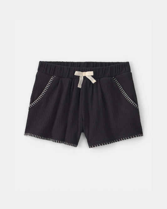 Toddler Girl Crinkle Shorts - Black