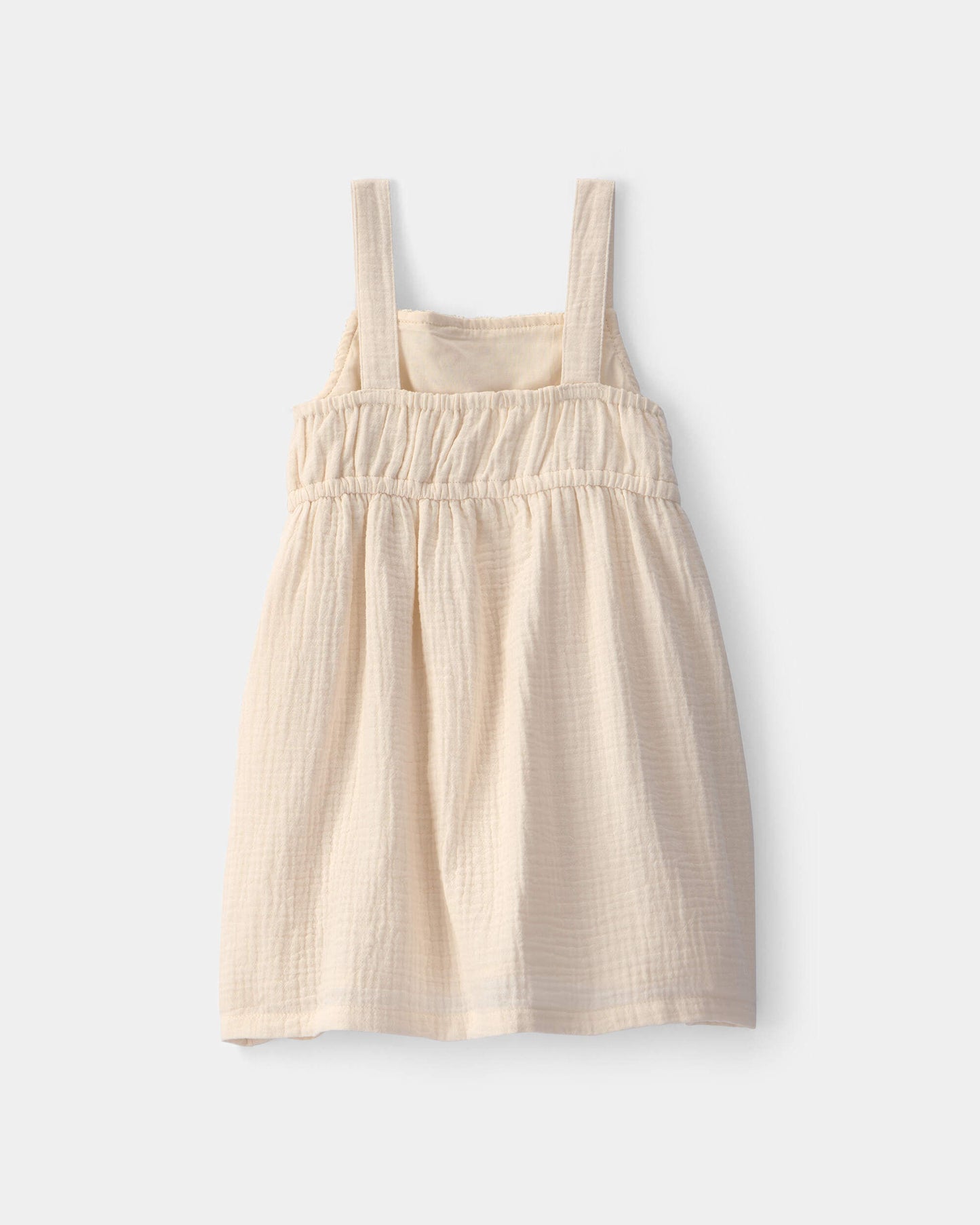 Toddler Girl Crochet Gauze Dress - Ivory