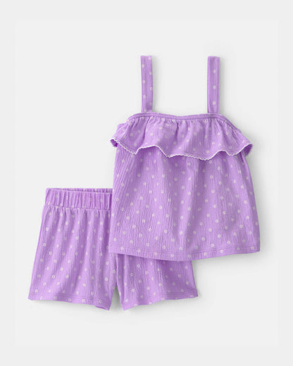 Toddler Girl 2-Piece Ruffle Tank Top & Short Set - Purple