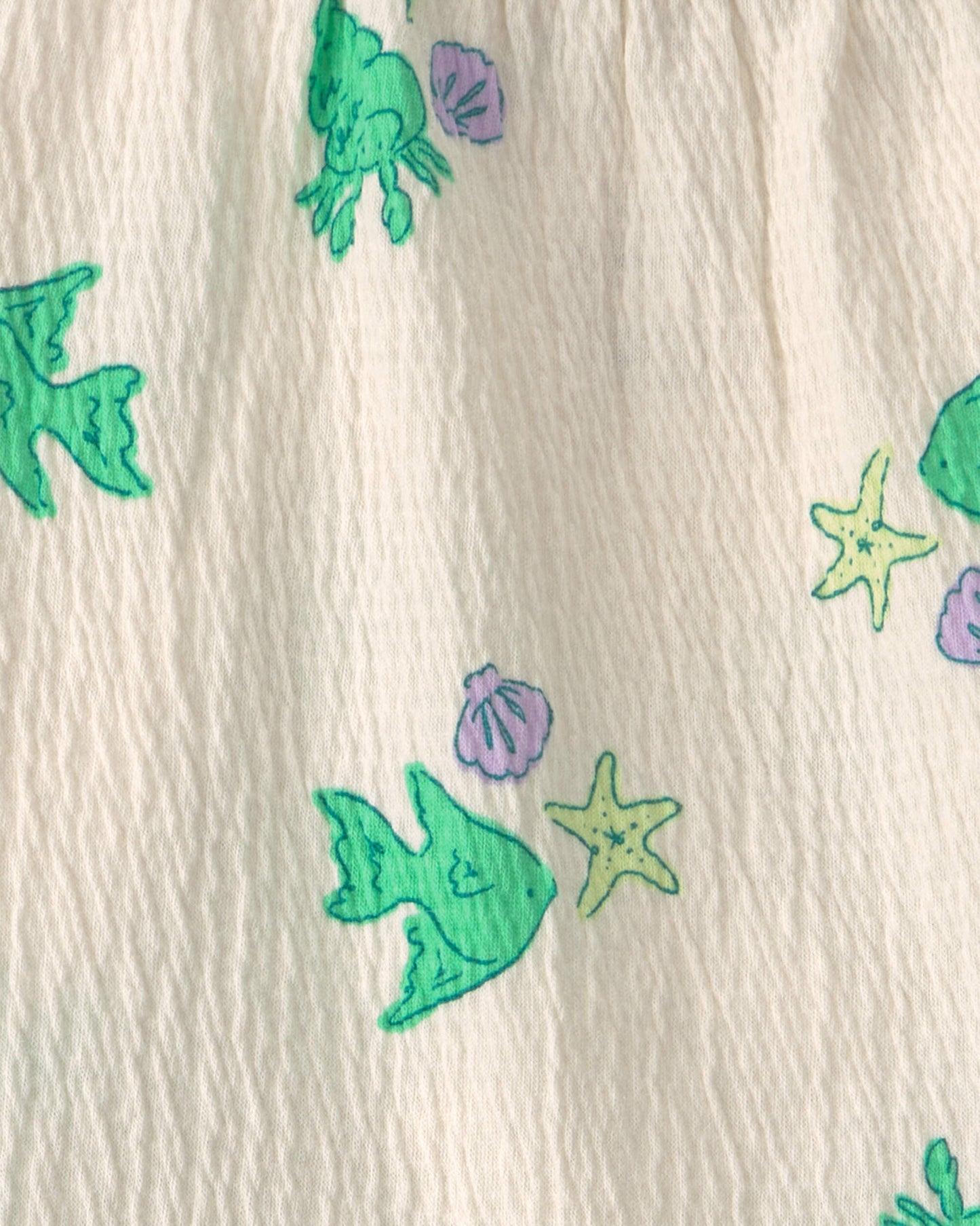 Toddler Girl 2-Piece Fish Ruffle Top & Short Set - Green/Ivory