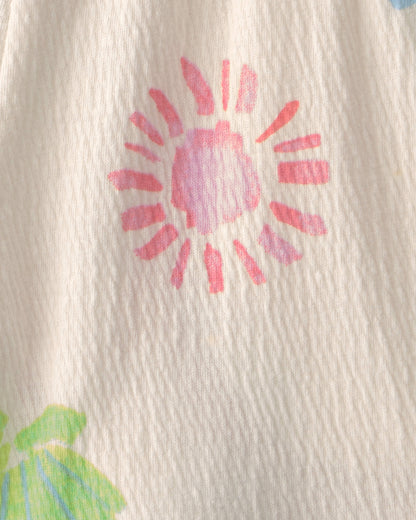 Toddler Girl Ruffle-Trim Summer Floral Shorts - Cream