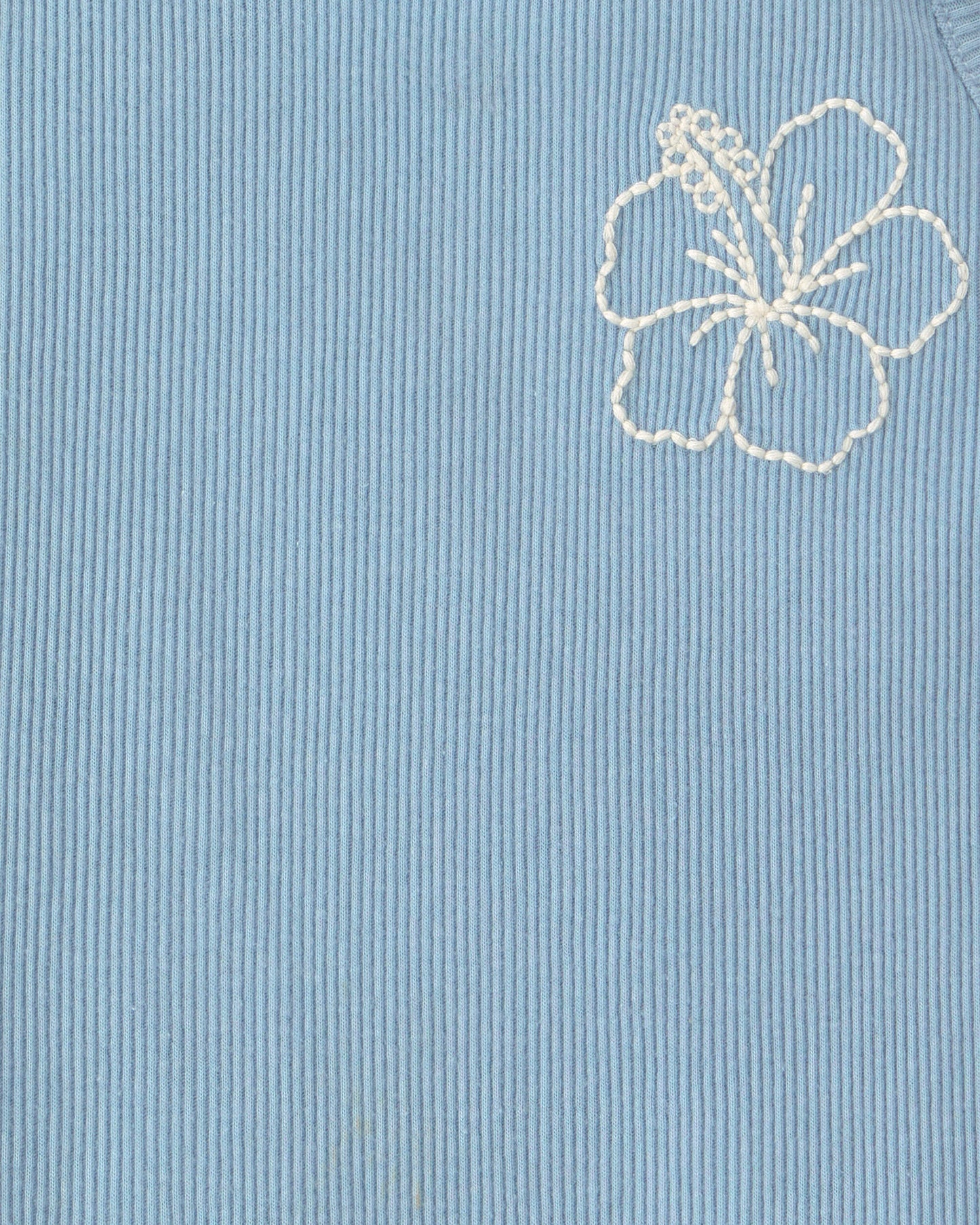 Toddler Girl Flower Ribbed Tank Top - Blue