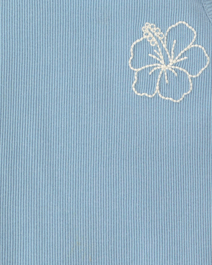 Toddler Girl Flower Ribbed Tank Top - Blue