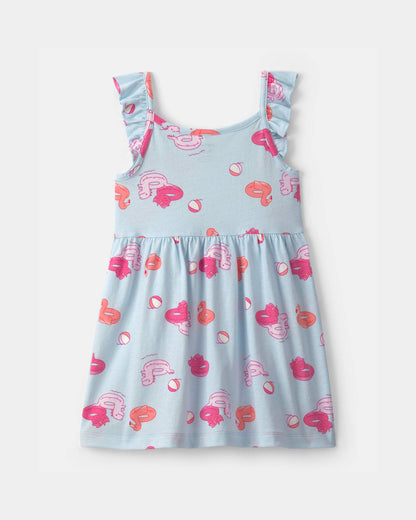 Toddler Girl Pool Floatie Ruffle-Sleeve Dress - Blue