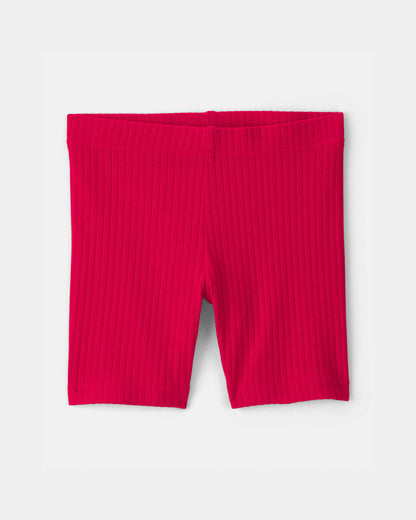 Toddler Girl Rib Bike Shorts - Red