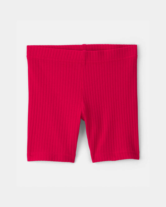 Toddler Girl Rib Bike Shorts - Red