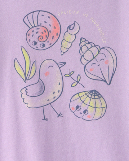 Toddler Girl 'Believe In Your-Shellf' Graphic Tee - Purple