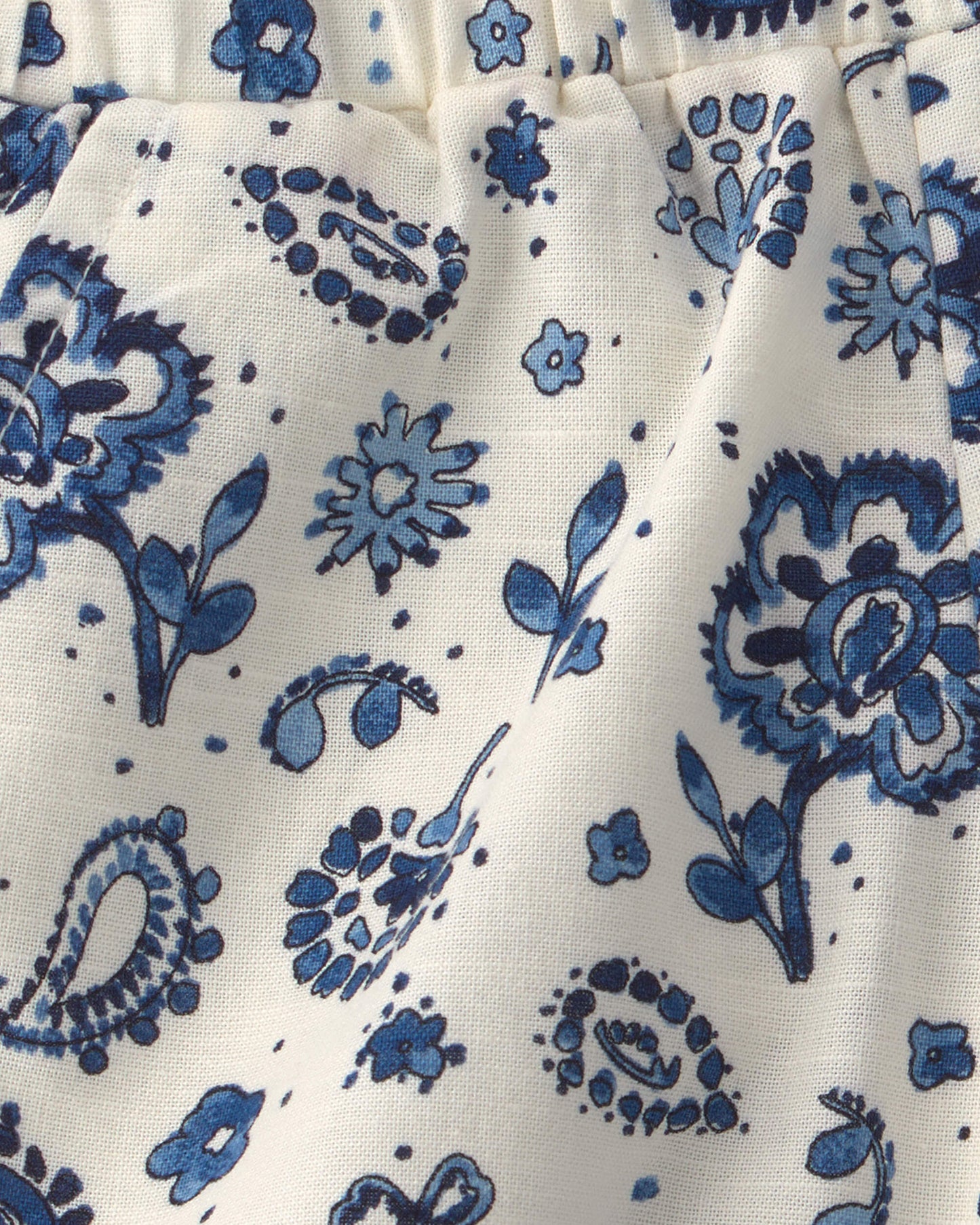 Toddler Girl Paisley Shorts - Blue/Ivory
