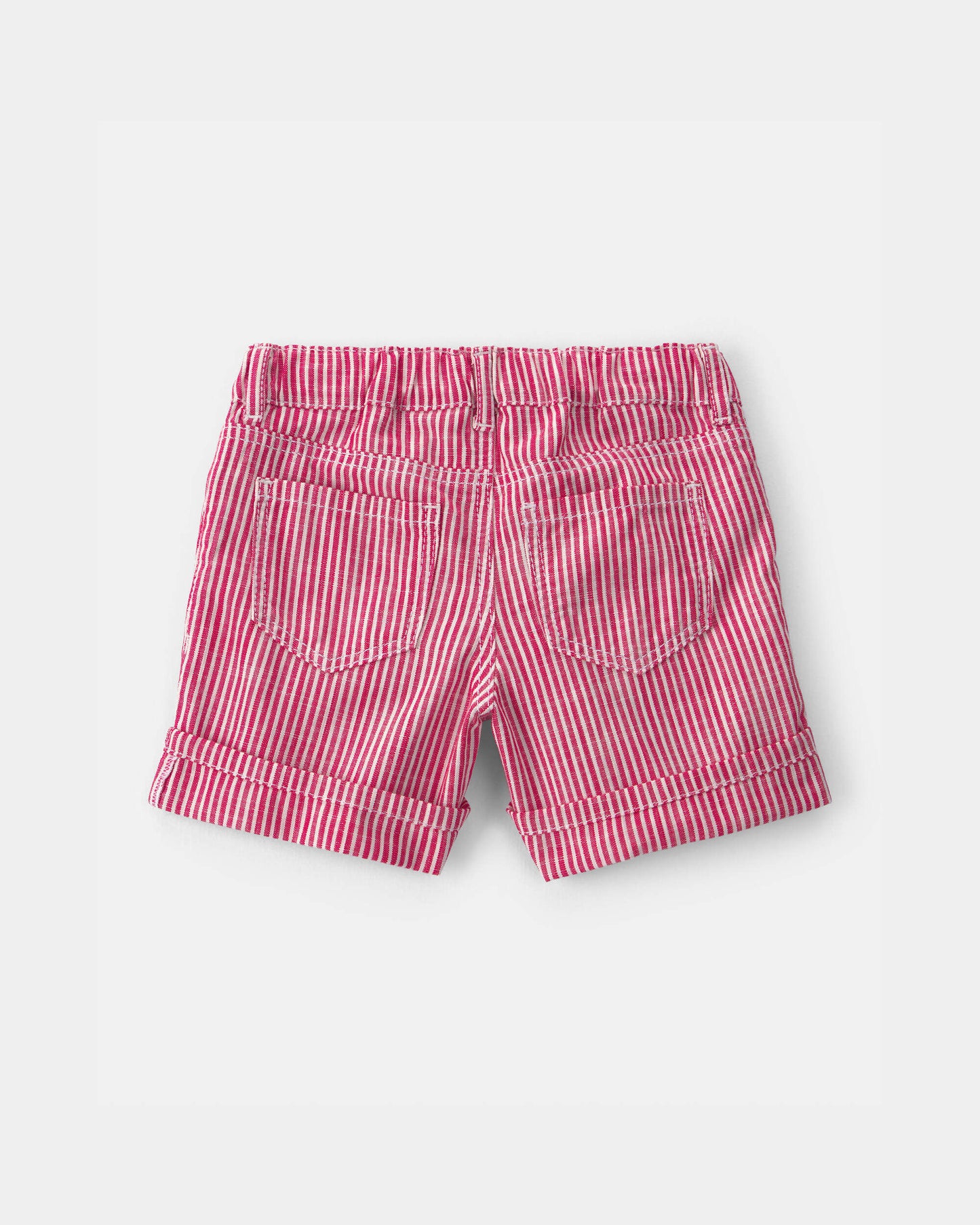 Toddler Girl Hickory Stripe Shorts - Red/Ivory