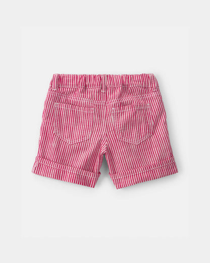 Toddler Girl Hickory Stripe Shorts - Red/Ivory