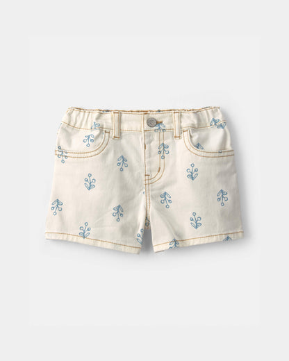 Toddler Girl Floral Twill Shorts - Ivory