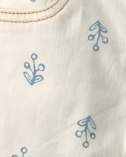 Toddler Girl Floral Twill Shorts - Ivory