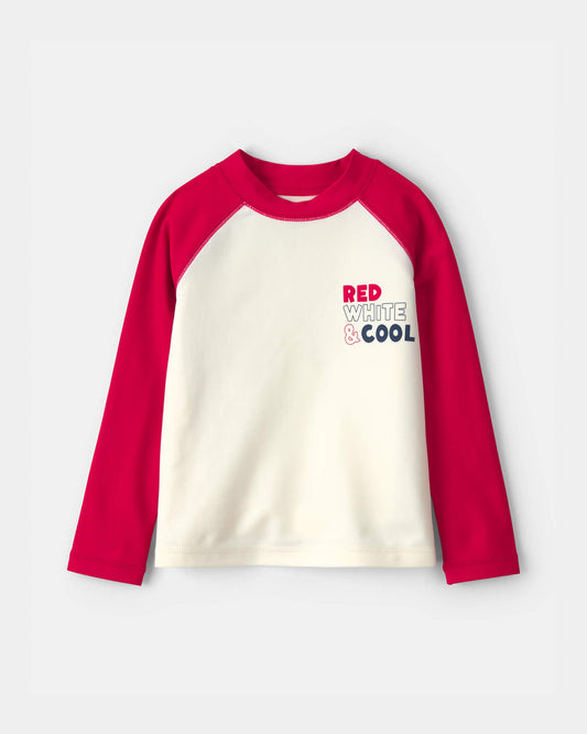 Toddler Boy 'Red White & Cool' Rashguard - Red/White