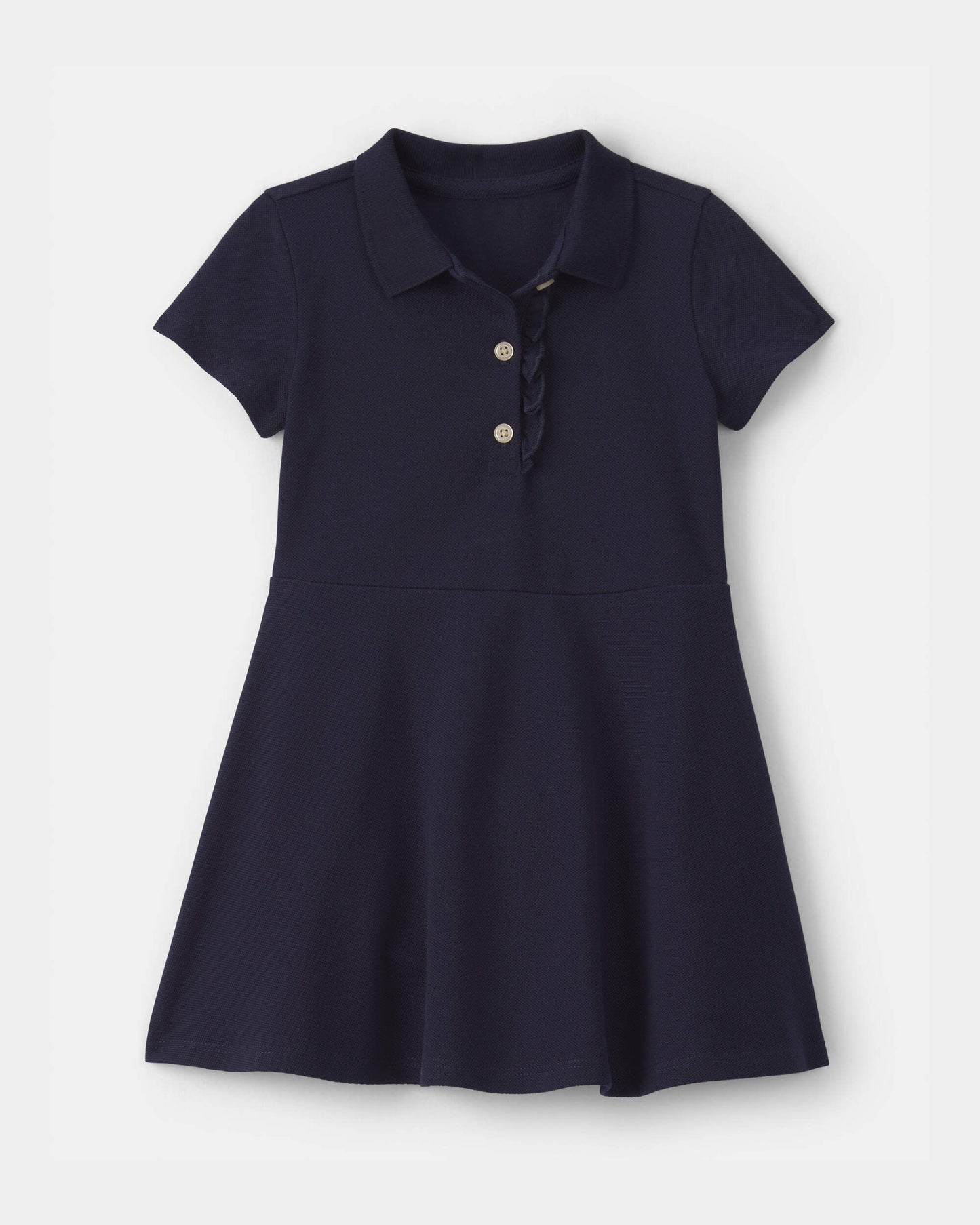 Toddler Girl Uniform Piqué Short-Sleeve Dress - Navy