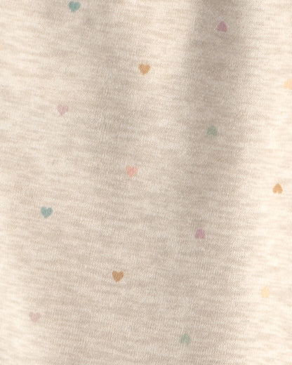 Toddler Girl Heart Fleece Drawstring Pants - Cream