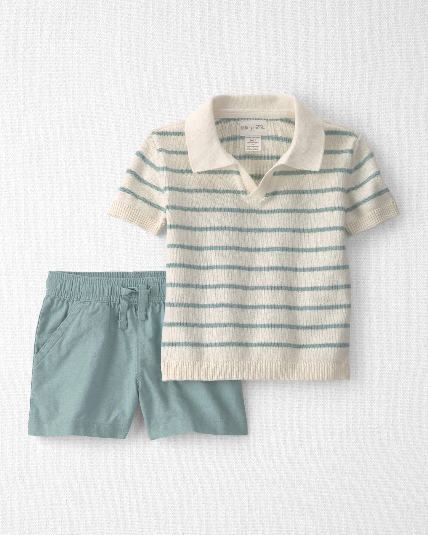 Toddler Boy 2-Piece Knit Top & Short Set Made with Organic Cotton in Stripes