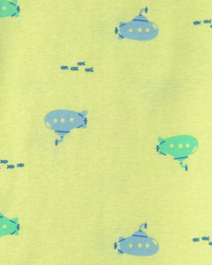 Toddler Boy Pufferfish 100% Cotton 4-Piece Pajama Set - Blue/Yellow