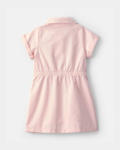 Toddler Girl Twill Button-Up Utility Dress - Pink