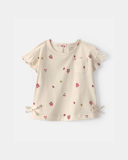 Toddler Girl Floral Short-Sleeve Top - Cream