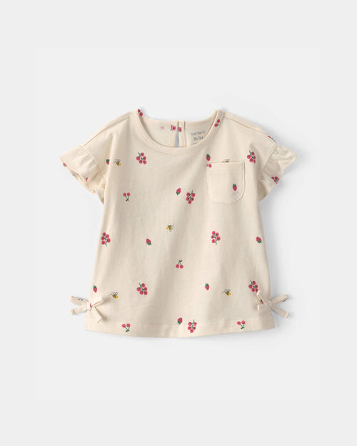 Toddler Girl Floral Short-Sleeve Top - Cream