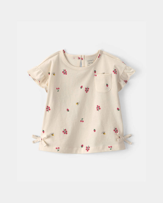 Toddler Girl Floral Short-Sleeve Top - Cream