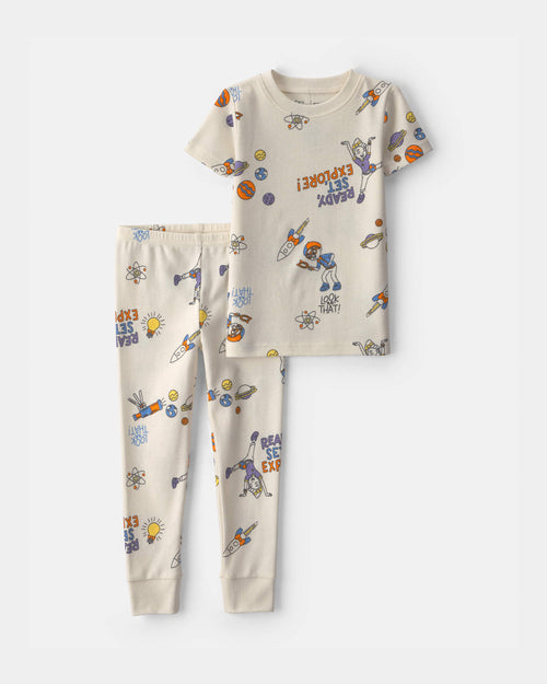 Toddler 2-Piece Blippi Short-Sleeve 2-Piece Pajama Set - Cream