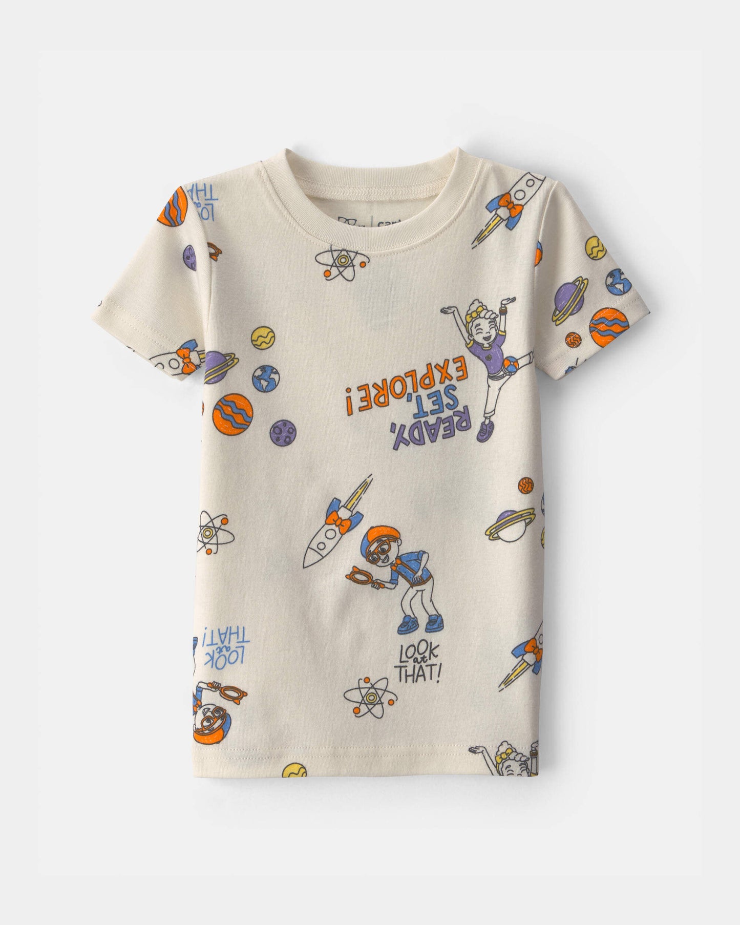 Toddler 2-Piece Blippi Short-Sleeve 2-Piece Pajama Set - Cream