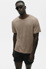 Linen Jersey Coastal Short Sleeve Tee - Gravel