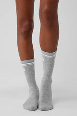 Unisex Throwback Sock - Athletic Heather Grey/White