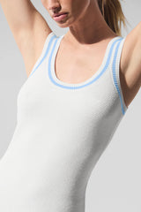 Tennis Club Sweater Knit Dress - White/Seashell Blue
