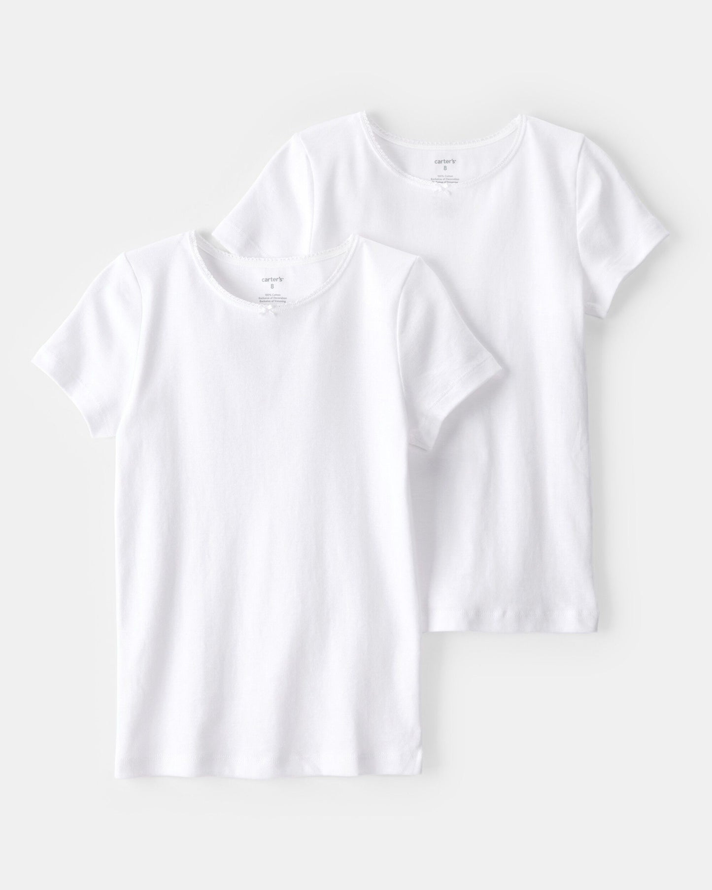 Girls 2-Pack Cotton Short-Sleeve Undershirts - White