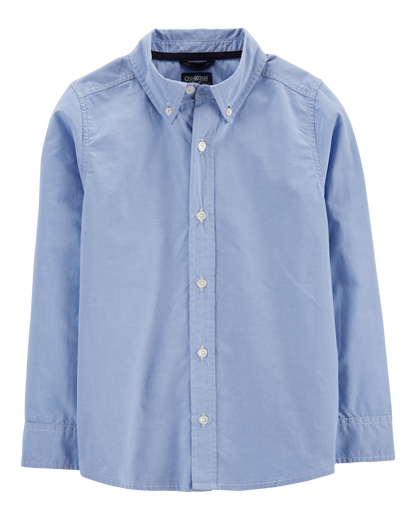 Boys Long Sleeve Button-Front Uniform Shirt - Blue