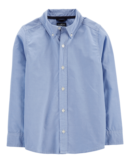 Boys Long Sleeve Button-Front Uniform Shirt - Blue