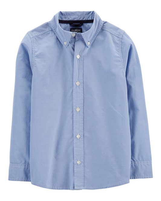Boys Long Sleeve Button-Front Uniform Shirt - Blue