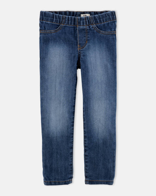 Girls Medium Wash Pull-On Skinny-Leg Jegging