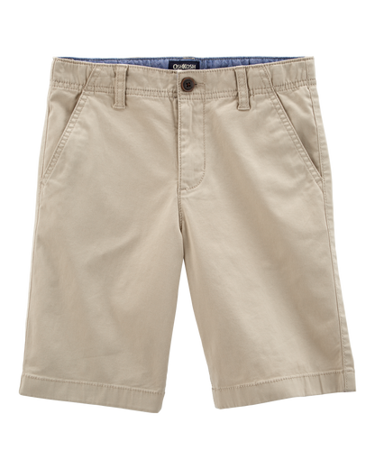 Boys Stretch Chino Uniform Shorts - Khaki
